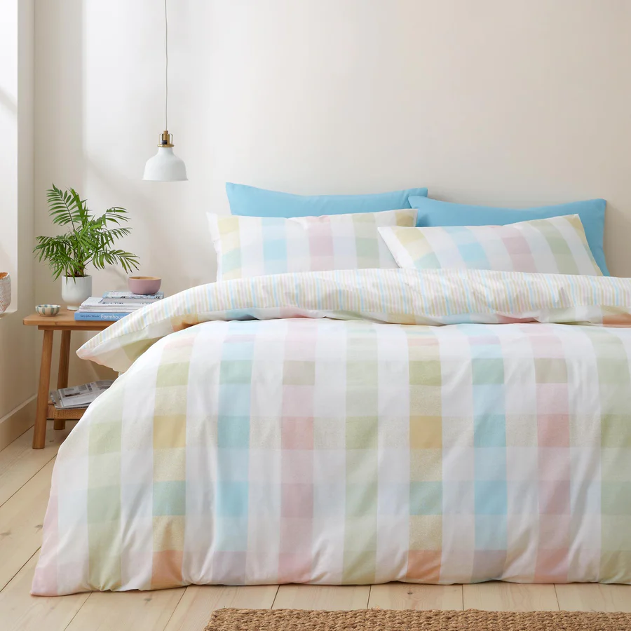 Spring Check Pastel Quilt Set