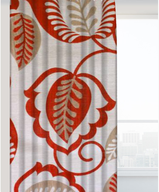 Pair of Pinch Pleat Curtains (Esme Red Fabric)