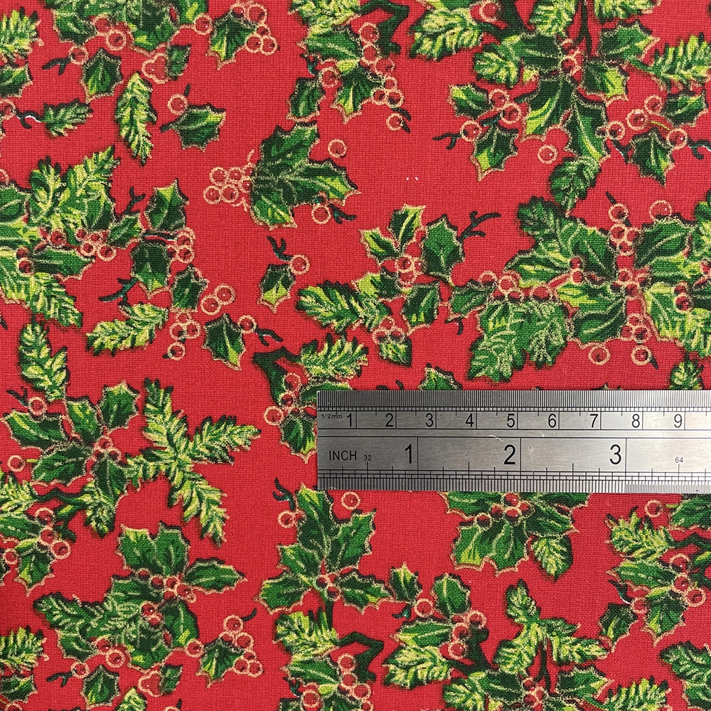All Over Holly Red 100% Quilting Cotton Fabric