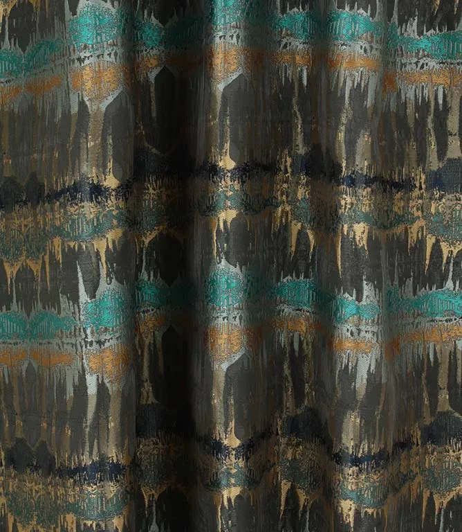 Inca Teal Curtain Fabric