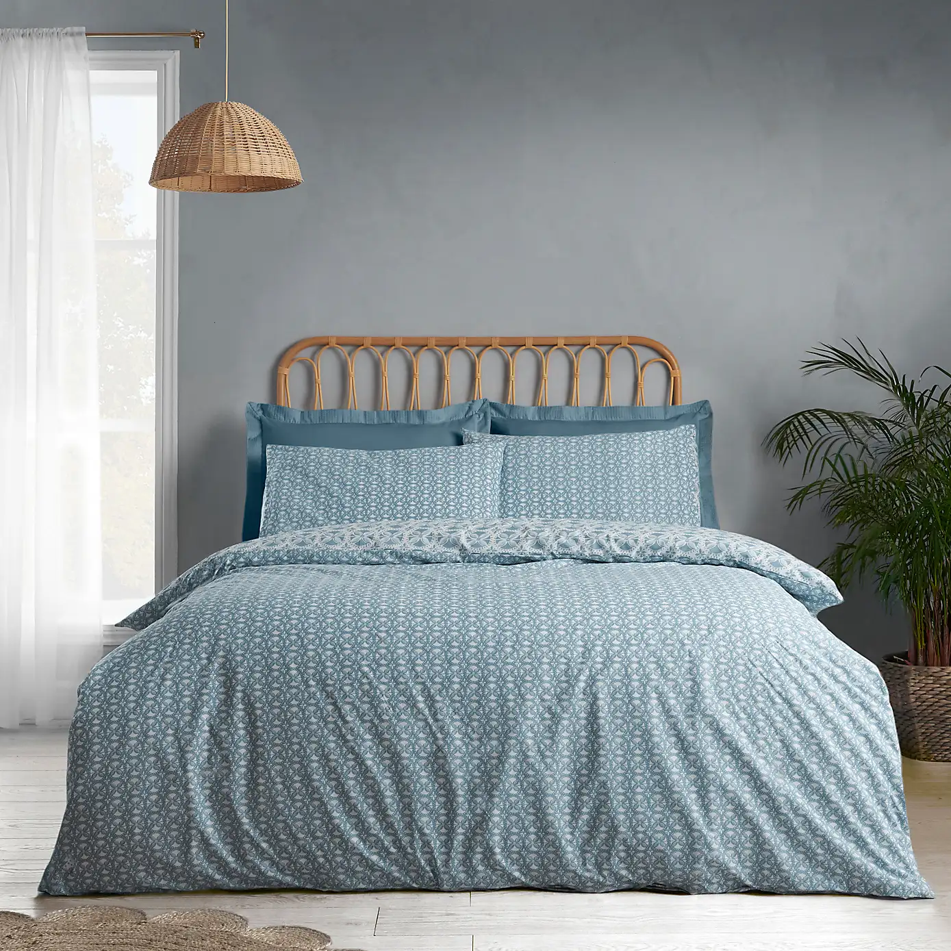 Sardinia Mosaic Tile Blue Duvet Set by Catherine Lansfield