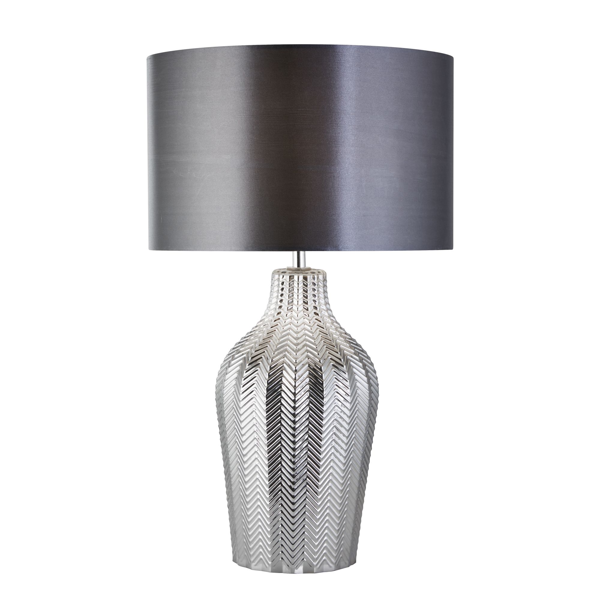 Chevron Table Lamp with Grey Drum Shade