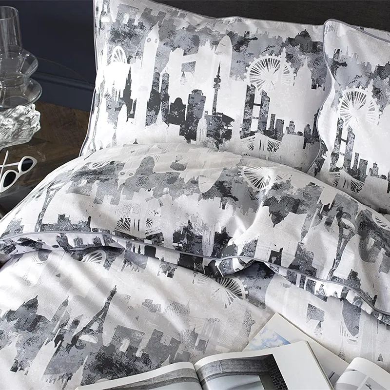 Lyndon New York, London, Paris Black Duvet Set