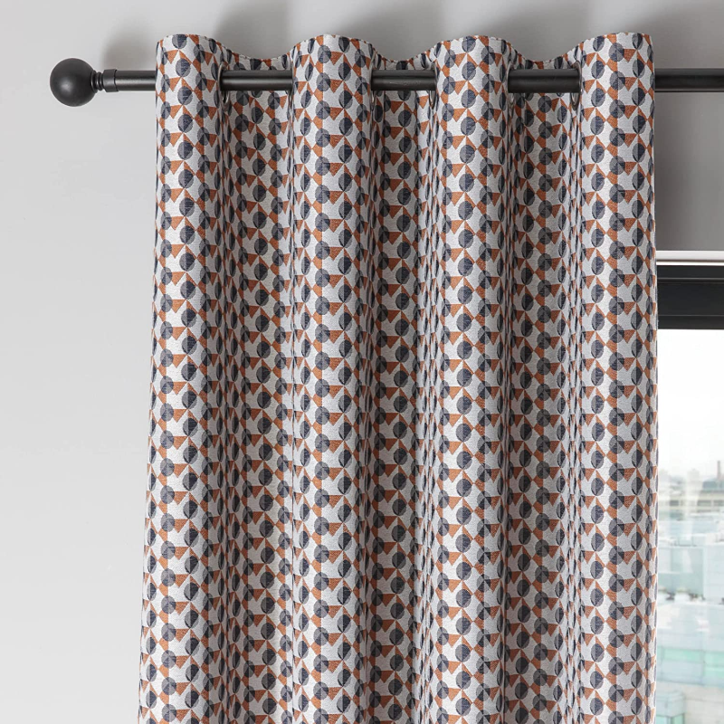 Prado Grey & Terracotta Ready Made Fully Lined Eyelet Curtains