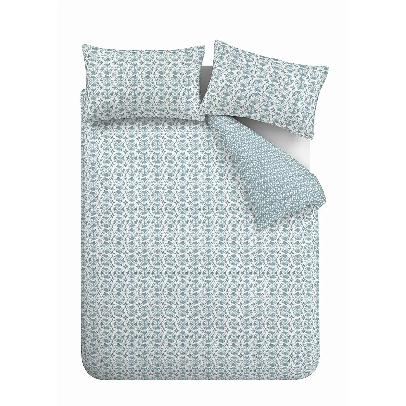 Sardinia Mosaic Tile Blue Duvet Set by Catherine Lansfield