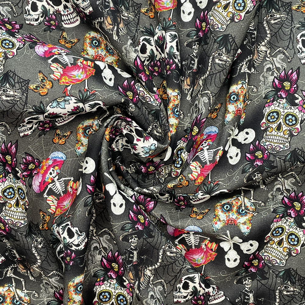 Day Of The Dead Digital Printed 100% Cotton Fabric