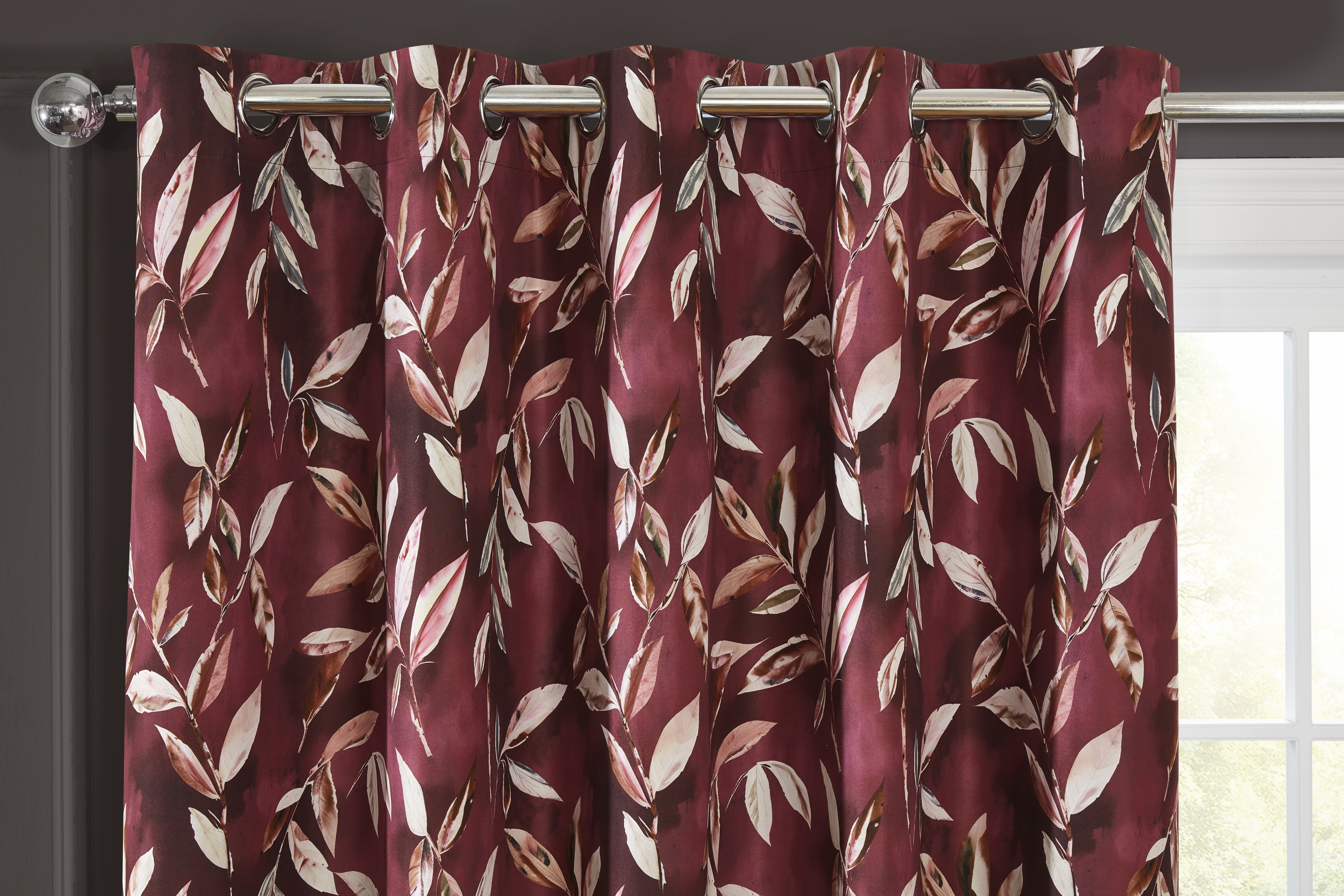 Madrid Wine Ready Made Eyelet Curtains 