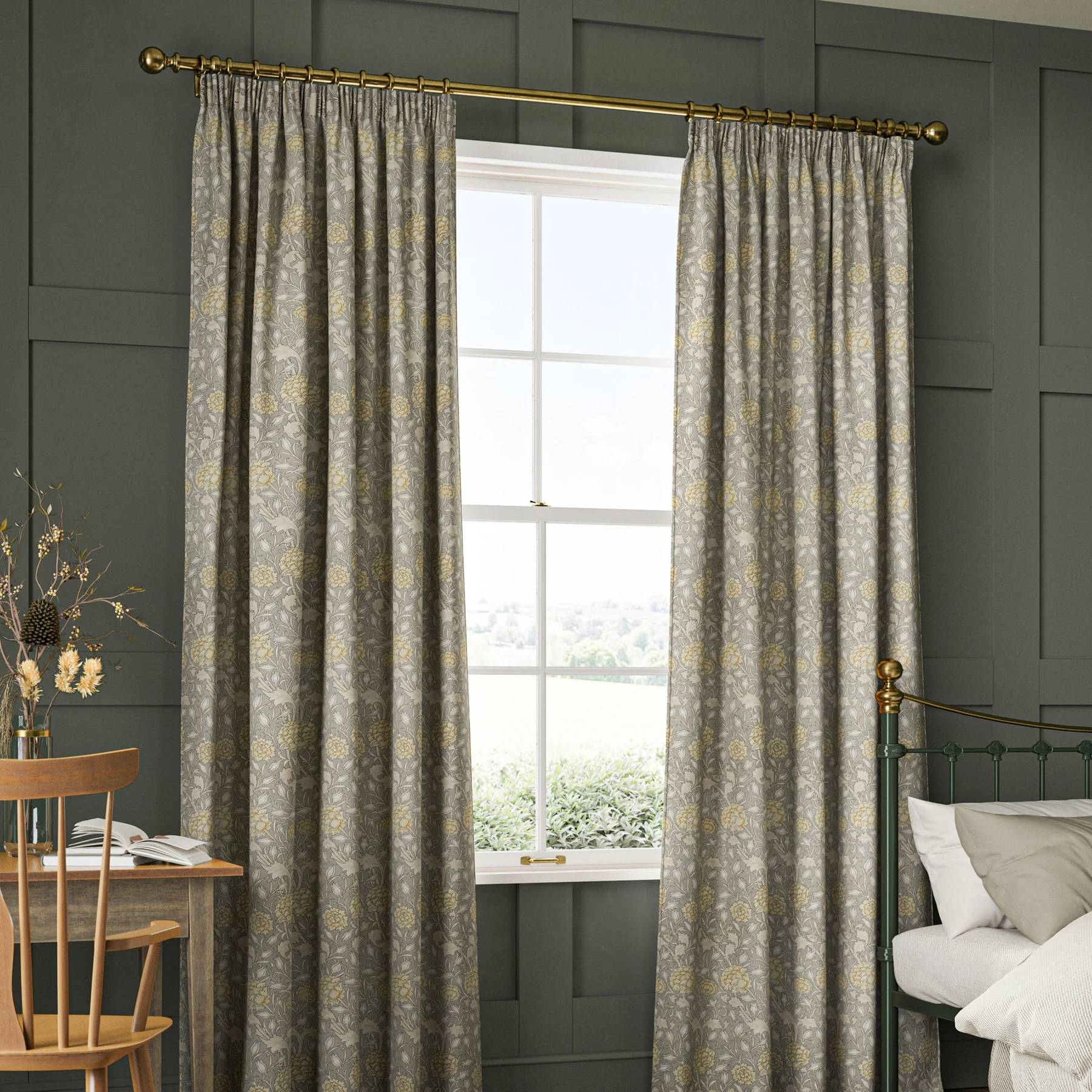 Wild Tulip Limestone by William Morris – Timeless Cotton Curtain Fabric