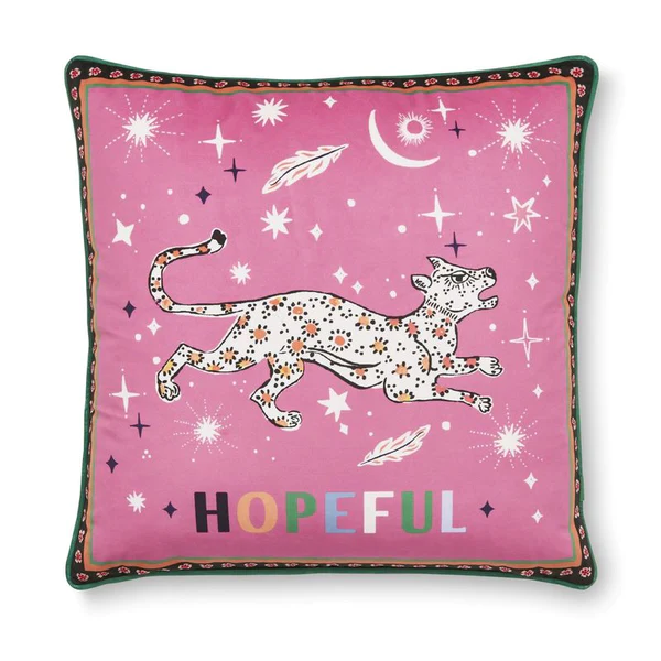 Hopeful Pink Velvet Filled Cushion by Cath Kidston
