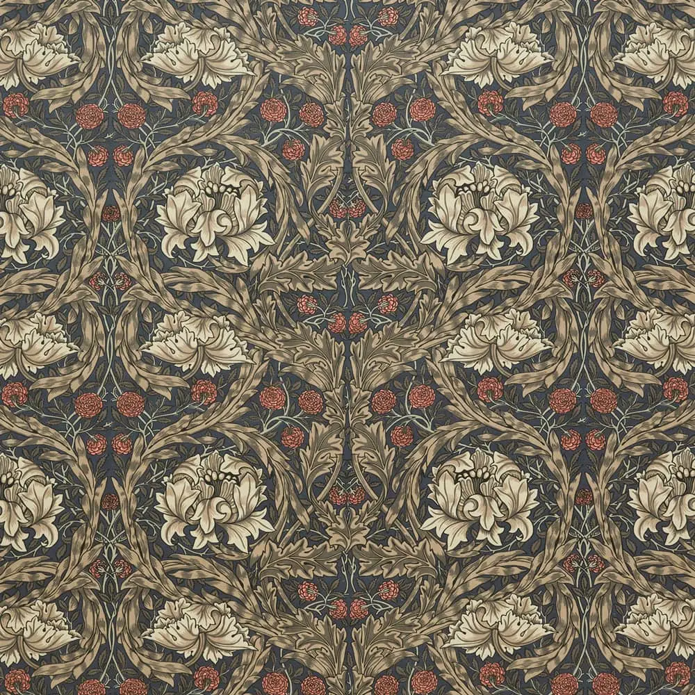 African Marigold Walnut by William Morris – 100% Cotton Curtain Fabric