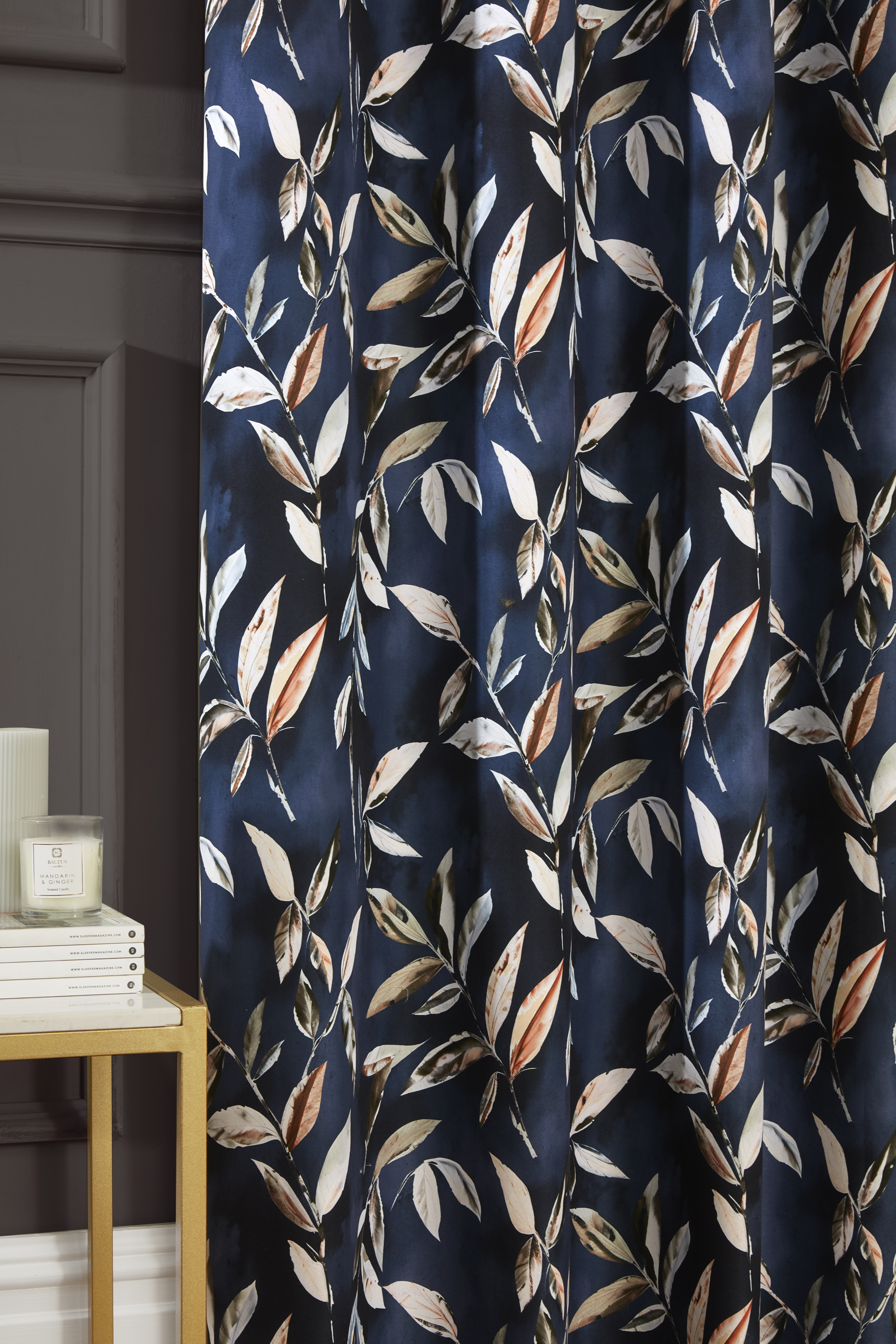 Madrid Navy Ready Made Eyelet Curtains 