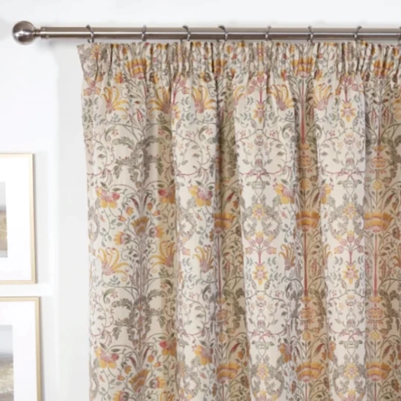 Kyoto Natural Ready Made Fully Lined Pencil Pleat Curtains