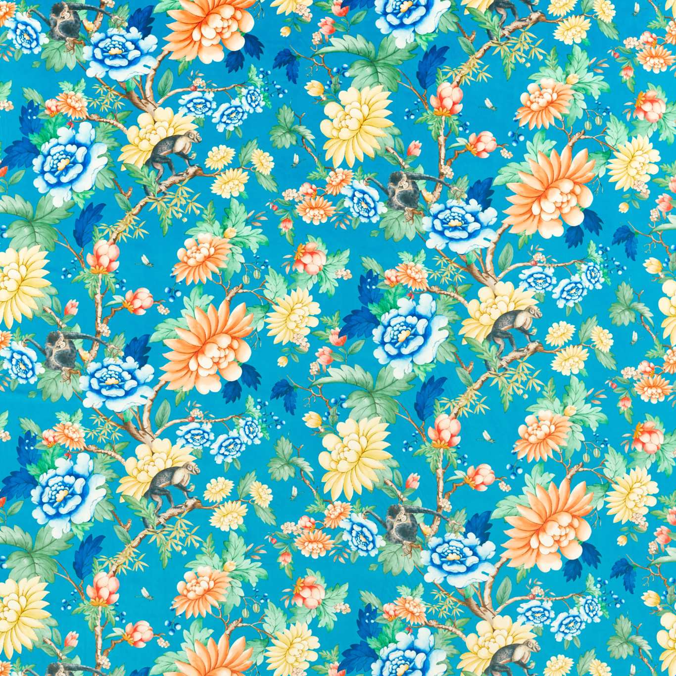 Sapphire Garden Sapphire Velvet Curtain Fabric