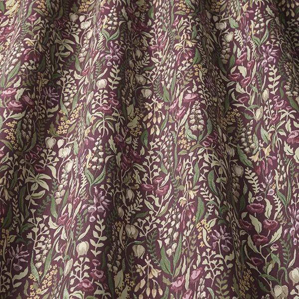 Kelmscott Claret Curtain Fabric