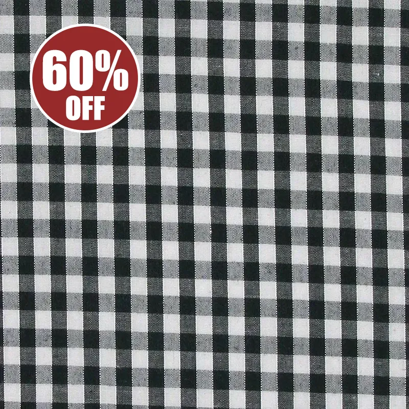 Polycotton Printed CHECKERED BLACK WHITE Fabric By the Yard : :  Home
