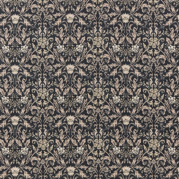 Rococo Ebony Curtain Fabric
