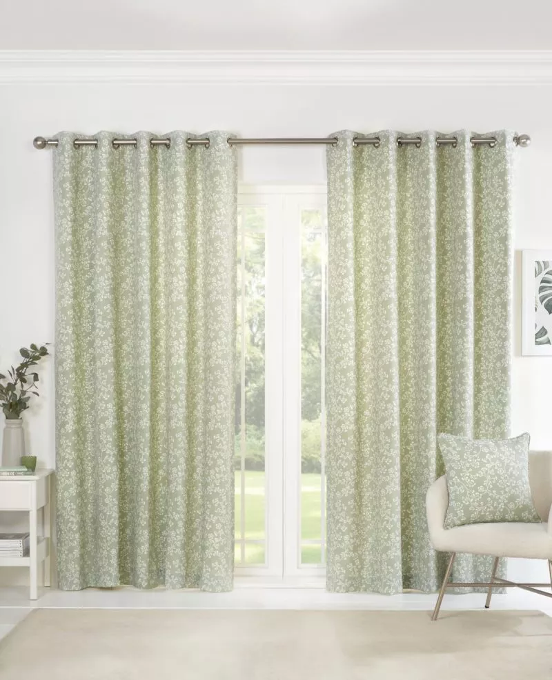Sade Fully Lined ReadyMade Curtain Green