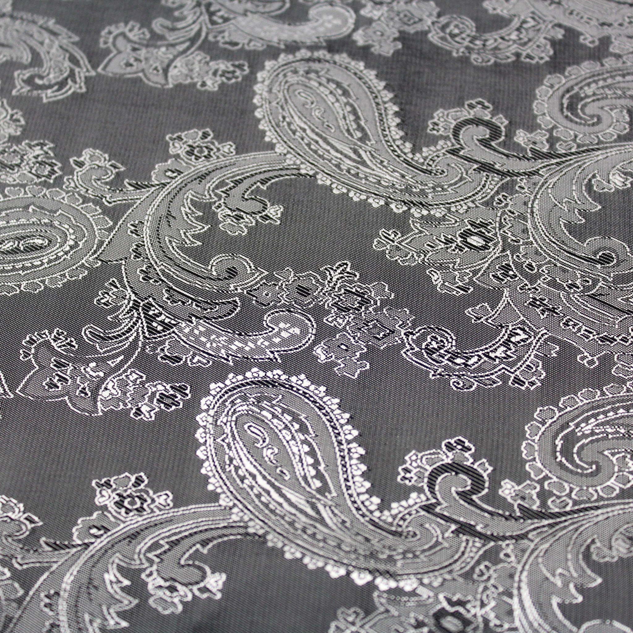 Grey Two Tone Paisley Jacquard Lining Fabric