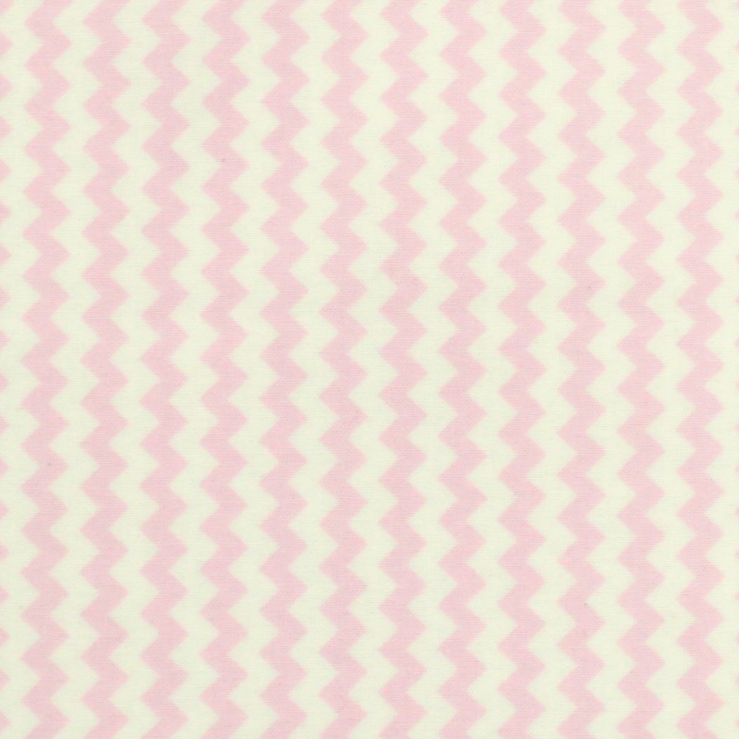 Chevron White & Pink Stripes Cotton Fabric