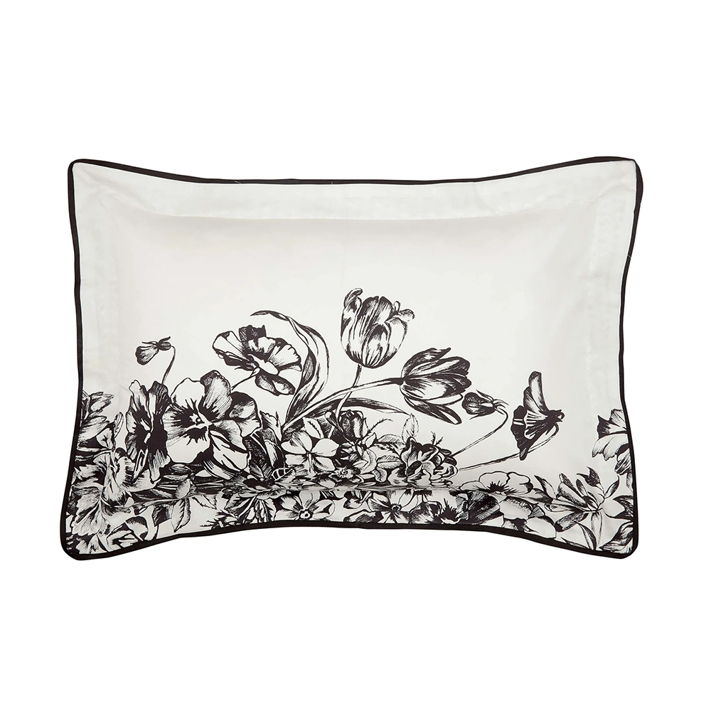 Ted Baker Elegance Floral Border Oxford Pillowcase, Mono