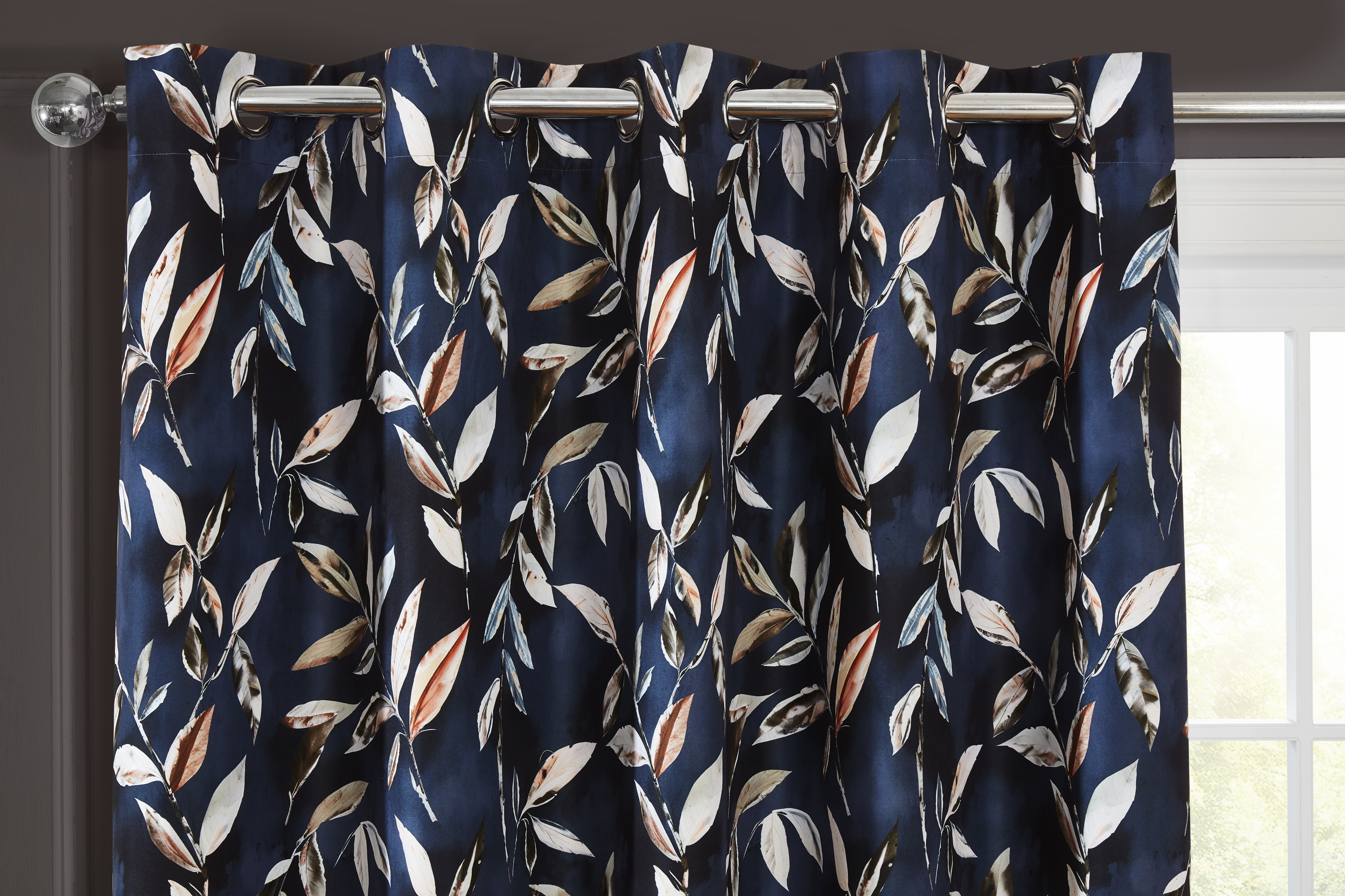 Madrid Navy Ready Made Eyelet Curtains 