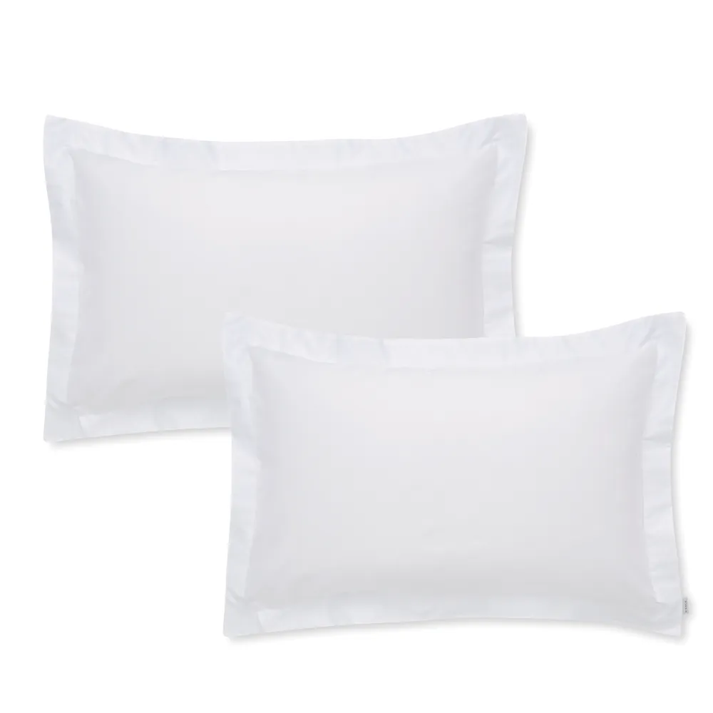 Bianca 400TC Cotton Sateen White Oxford Pillowcase (2 Pack)
