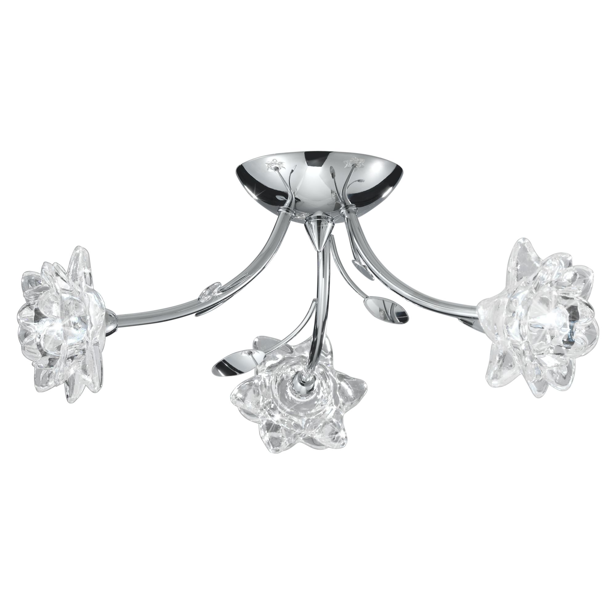 Bellis 3 Light Semi-Flush Ceiling Fitting with Clear Flower Cut Glass Shades