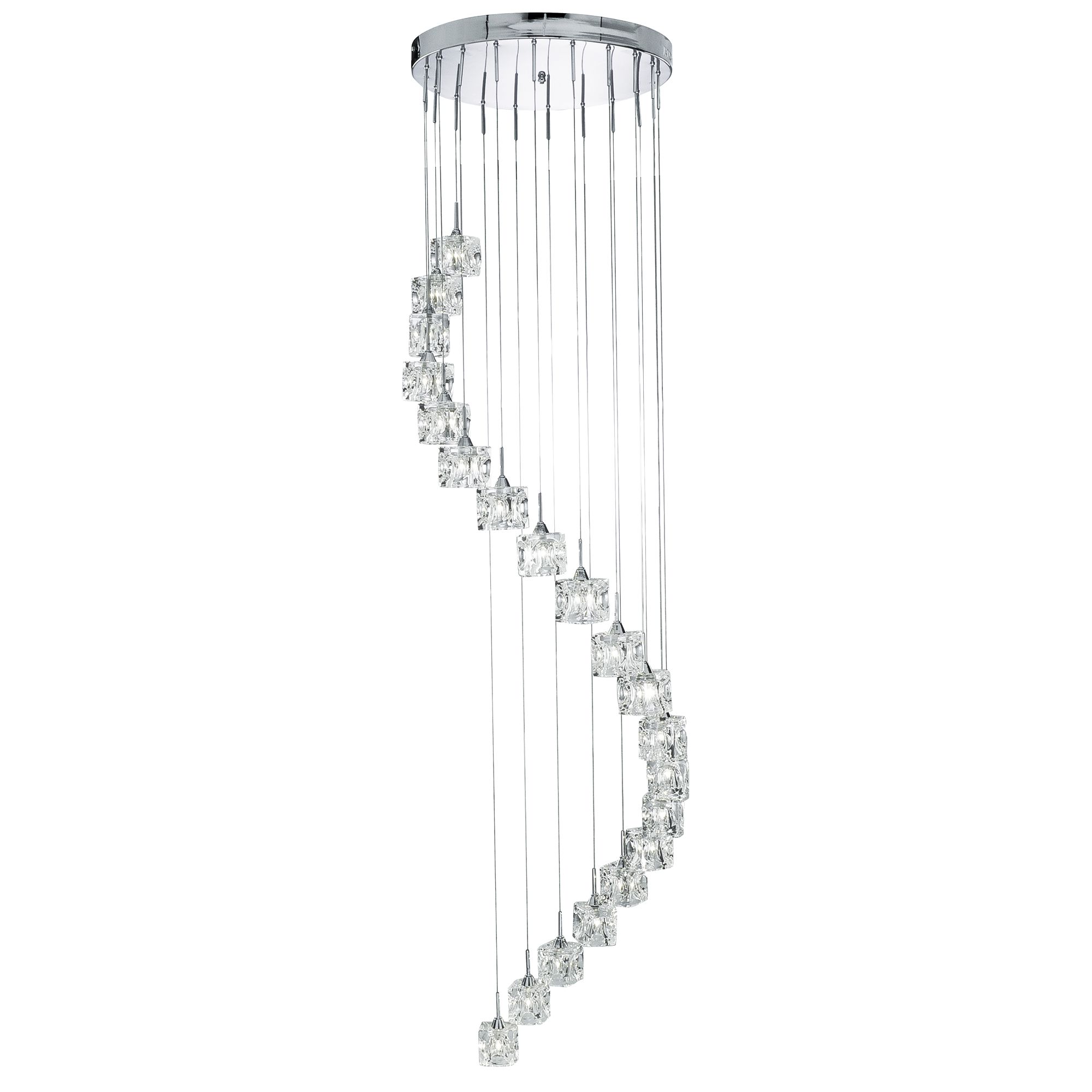 Cascading 20 Light LED Ice Cube Multi-Drop Ceiling Fitting