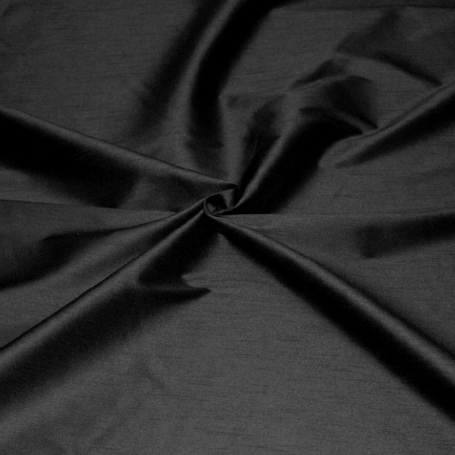 Poly Dupion Black Silk Fabric