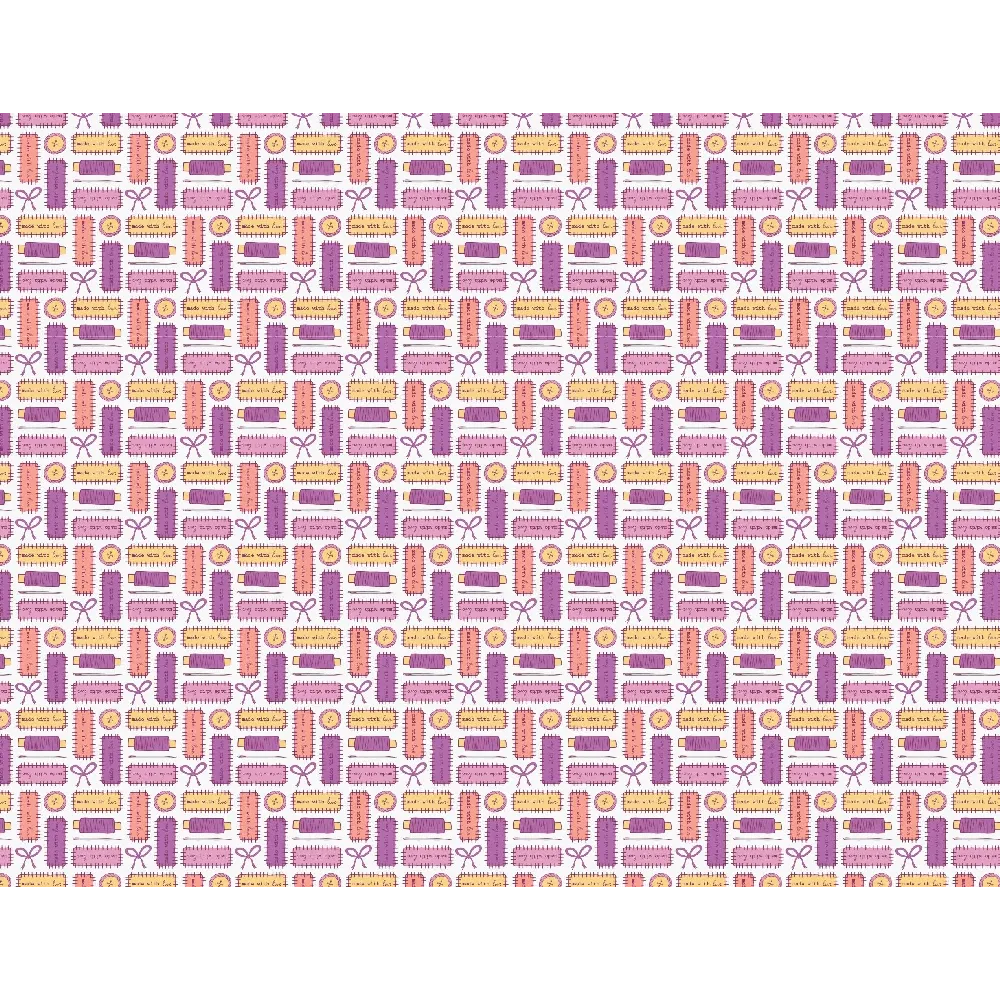 Made with Love Patchwork Purple & Pink 100% Cotton Quilting Fabric