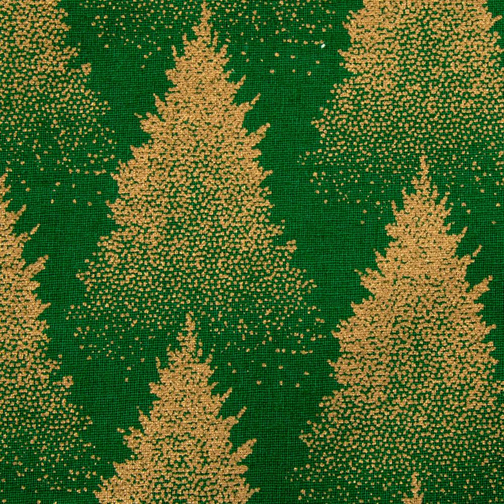 Scotch Pine Green Christmas Lacquer Foiled 100% Quilting Cotton Fabric