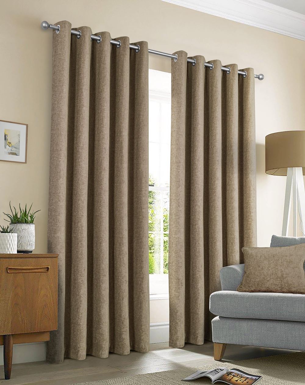 Amberley Earth Fully Lined Ready Made Curtains