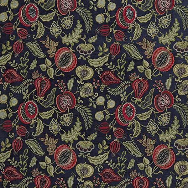 Summer Fruits Indigo Curtain Fabric