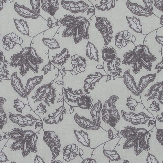 Floral Garden Retreat Grey Polycotton Fabric