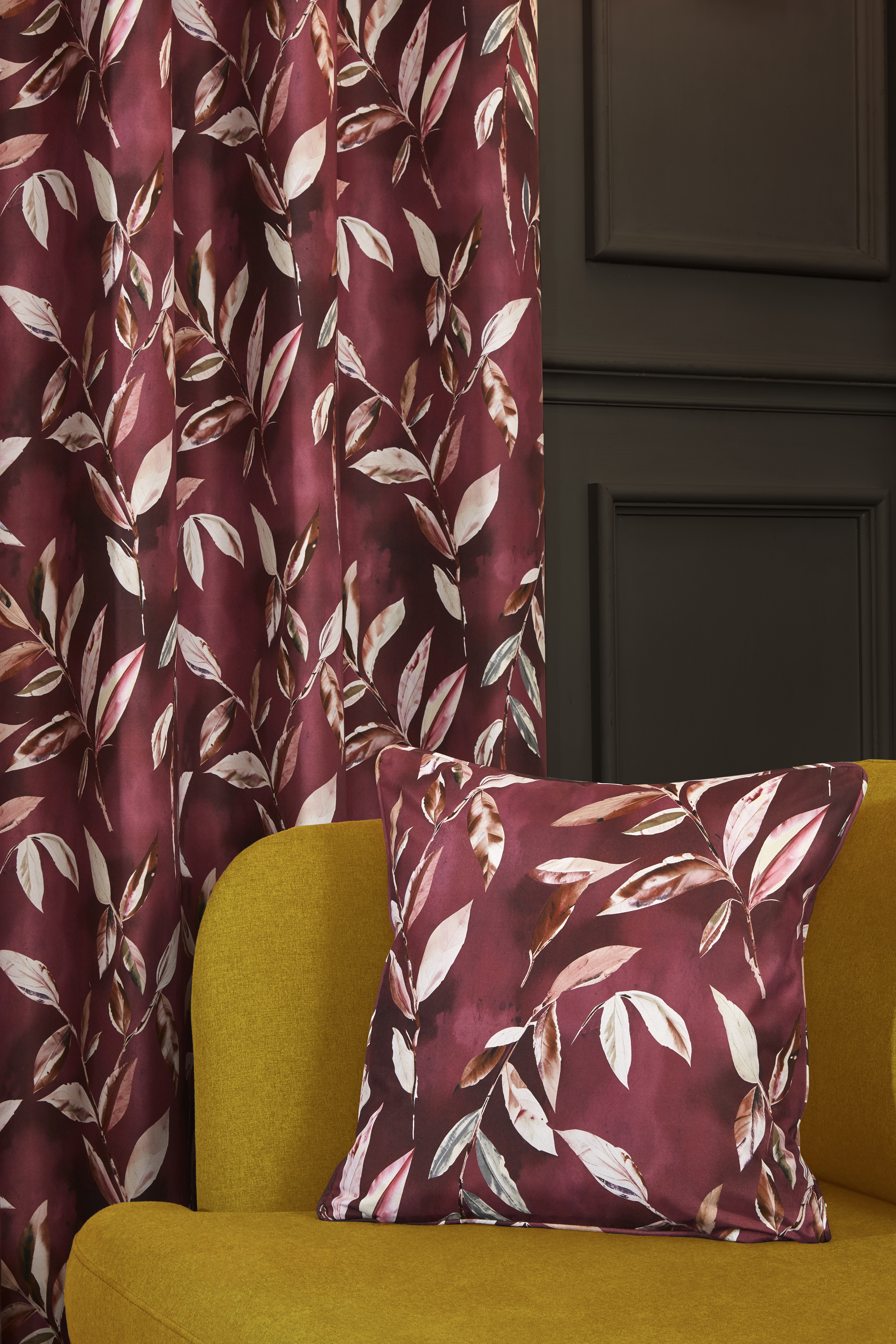 Madrid Wine Ready Made Eyelet Curtains 