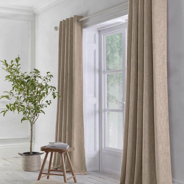 Boucle Linen Fully Lined Ready Made Eyelet Curtains The Curtain At Home