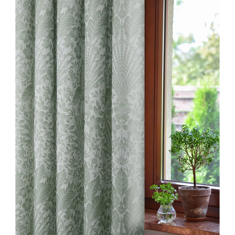 Keswick Sage Fully Lined Ready Made Pencil Pleat Curtains - The Curtain ...