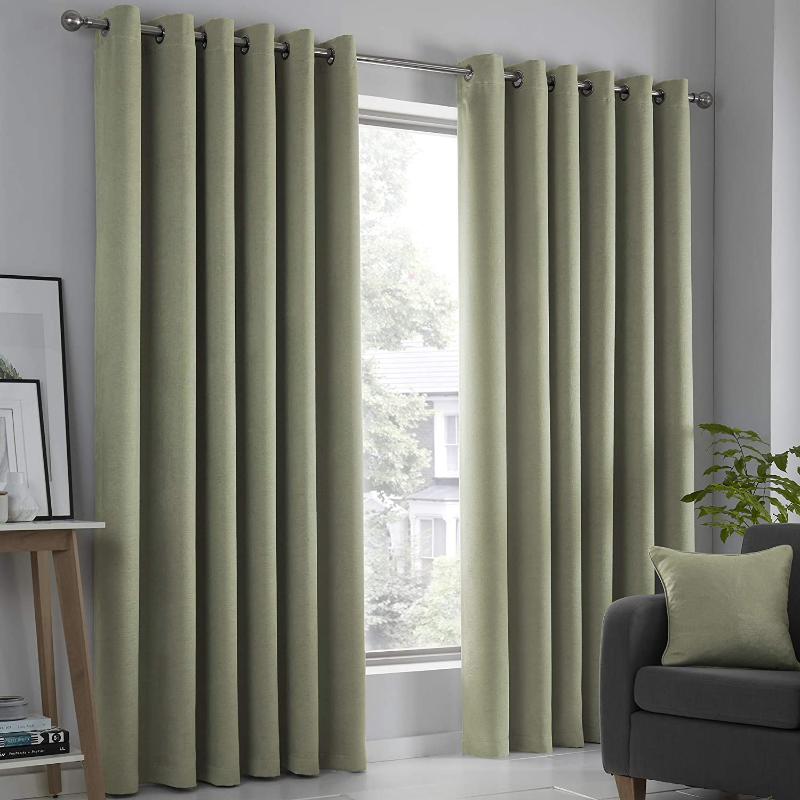 Strata Green Ready Made Fully Lined Eyelet Curtains