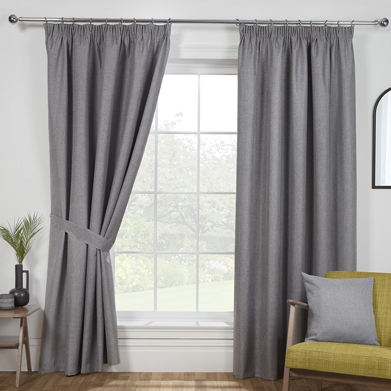 Eclipse Pewter Ready Made Fully Lined Blackout Pencil Pleat Curtains