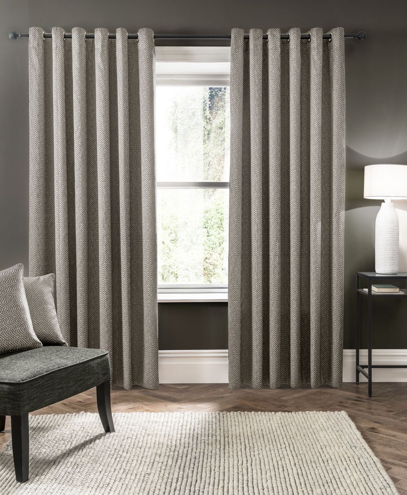 Verona Putty Fully Lined Ready Made Eyelet Curtains