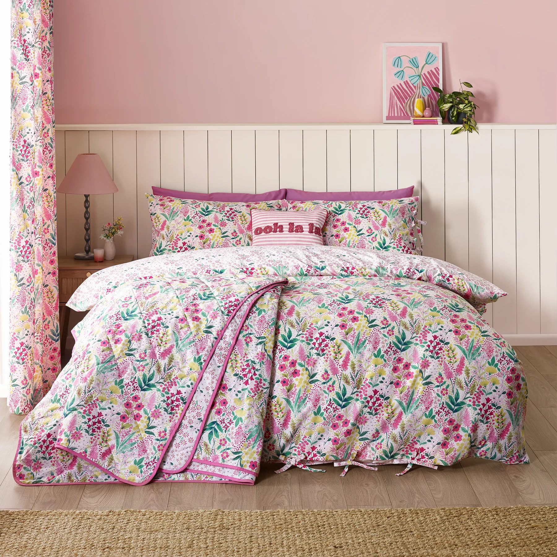 Tilly Floral Pink Quilt Set