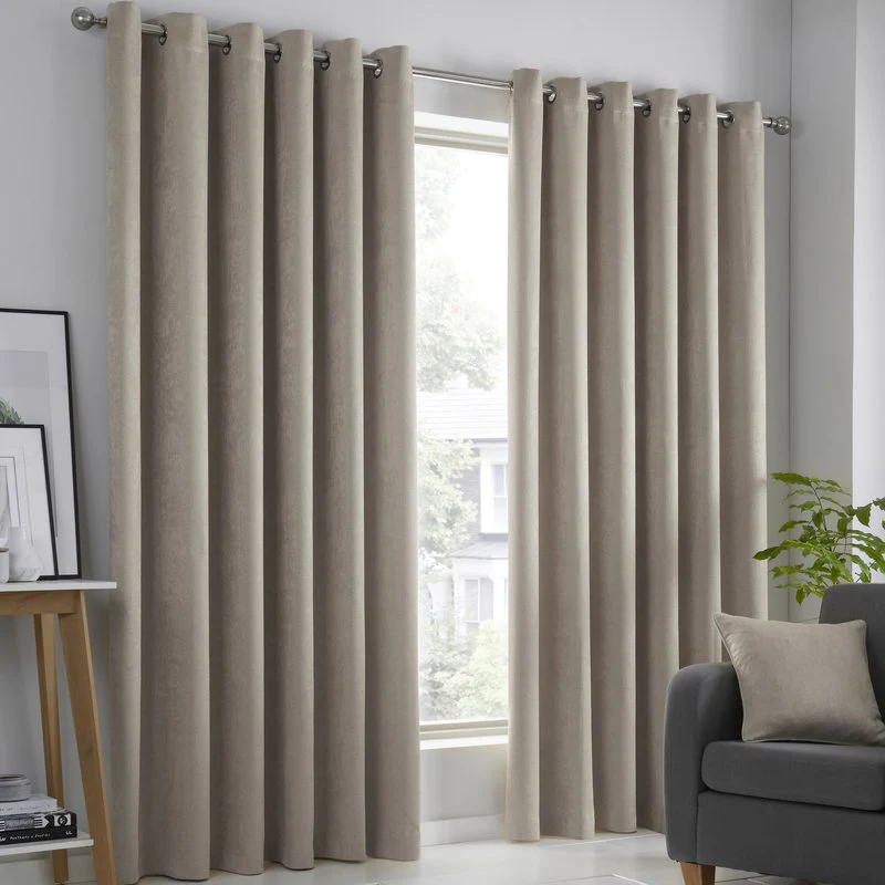 Strata Natural Ready Made Fully Lined Eyelet Curtains