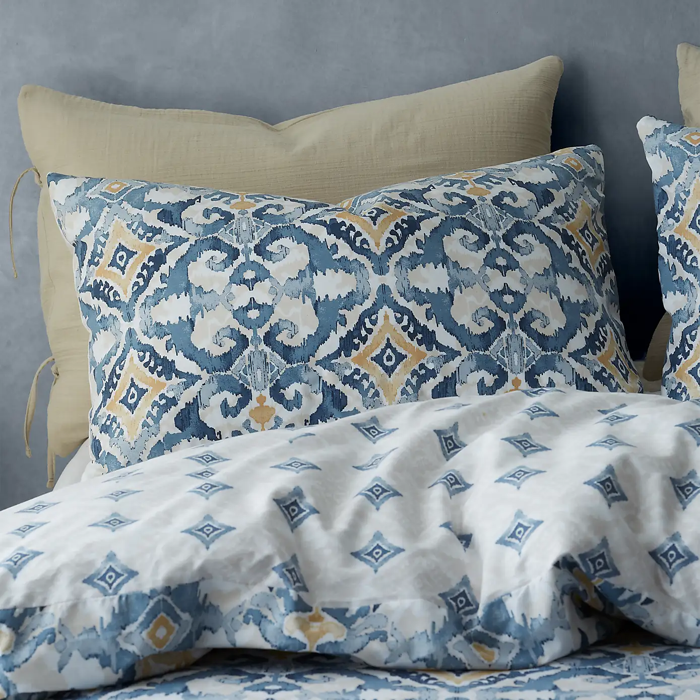 Pineapple Elephant Inara Ikat Indigo Blue Duvet Cover and Pillowcase Set