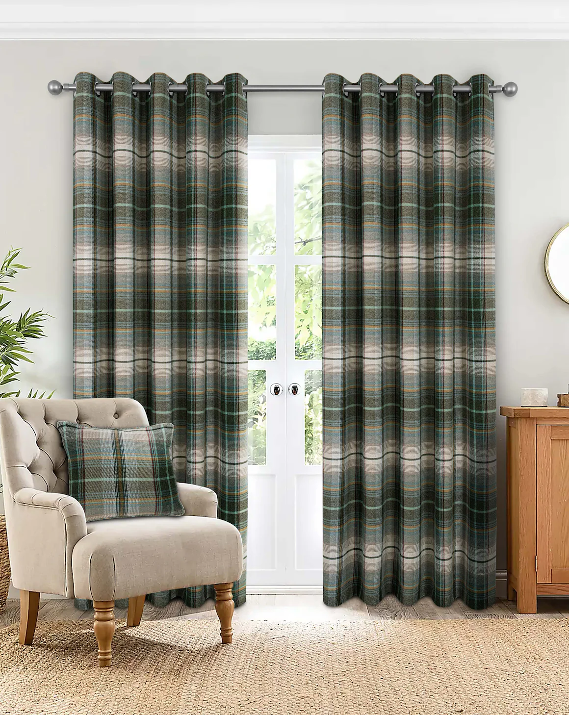 Sundour Gleaneagles Green Ready Made Curtains 