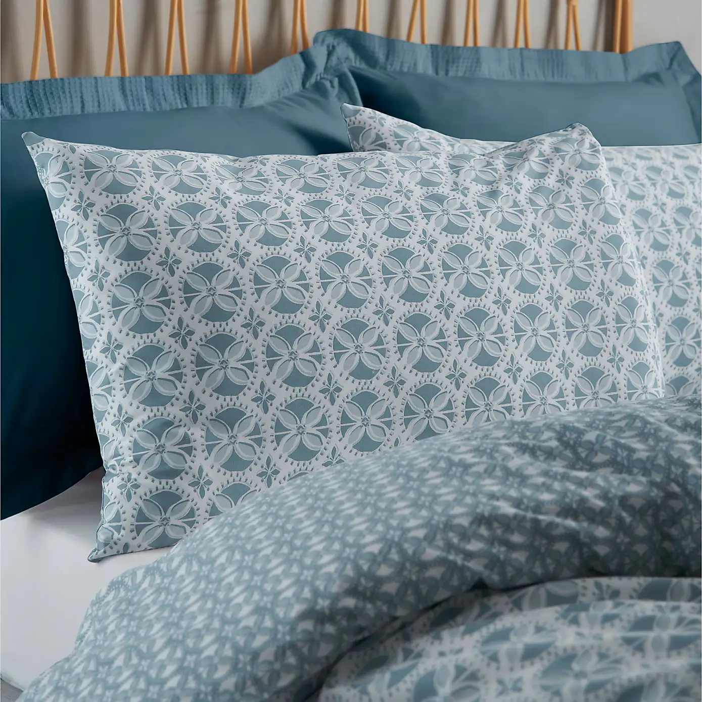 Sardinia Mosaic Tile Blue Duvet Set by Catherine Lansfield