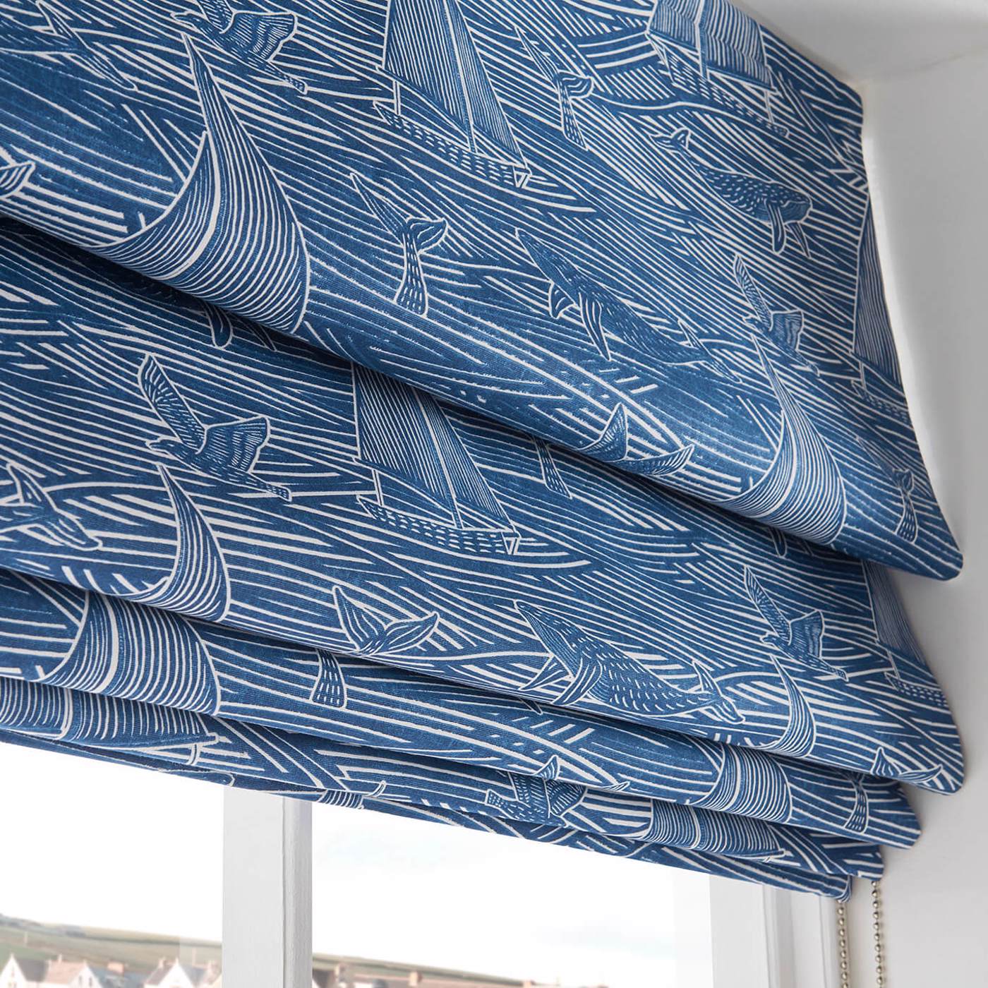 Fin Navy Curtain Fabric