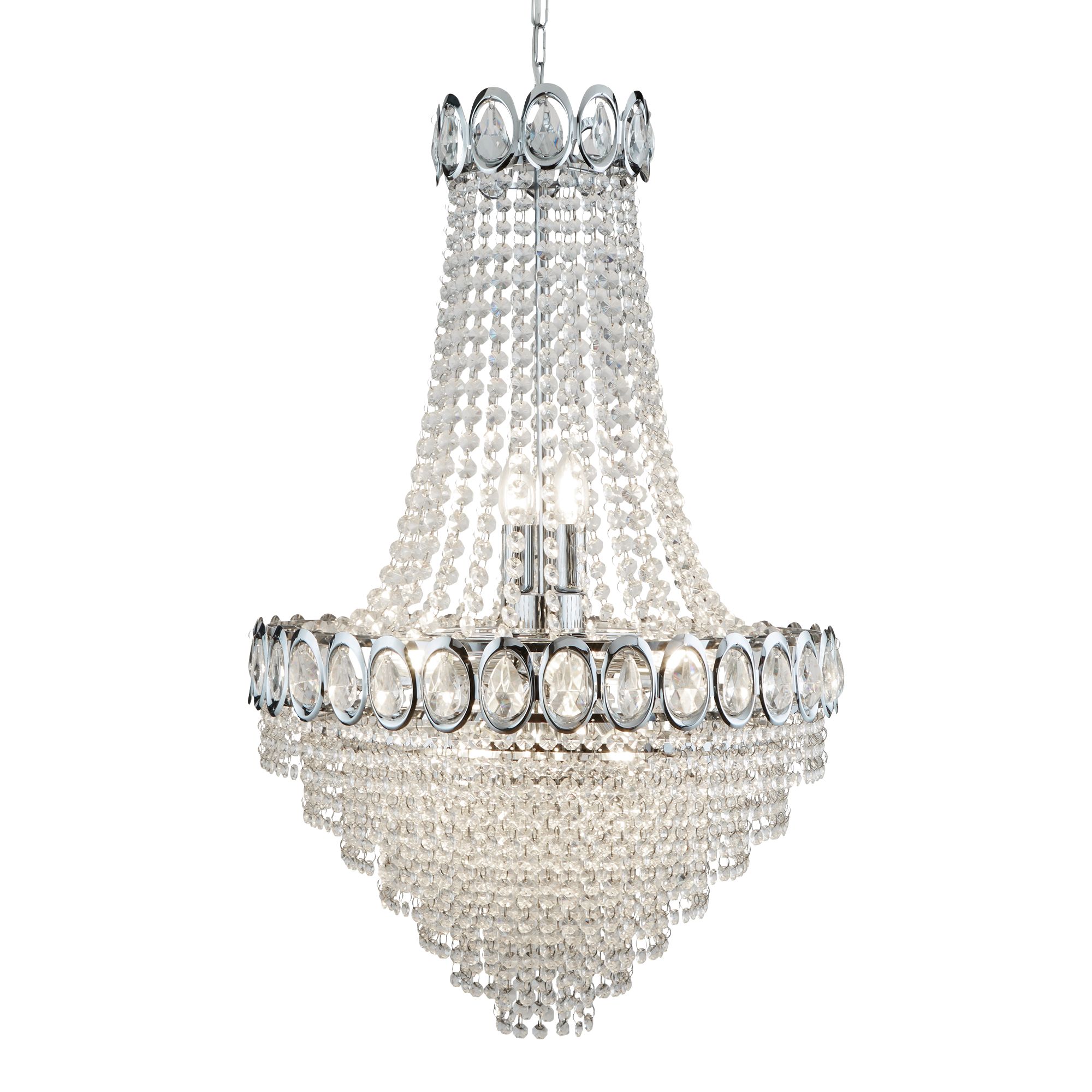 Louis Philippe 11 Light Chandelier with Crystal Strings and Beads
