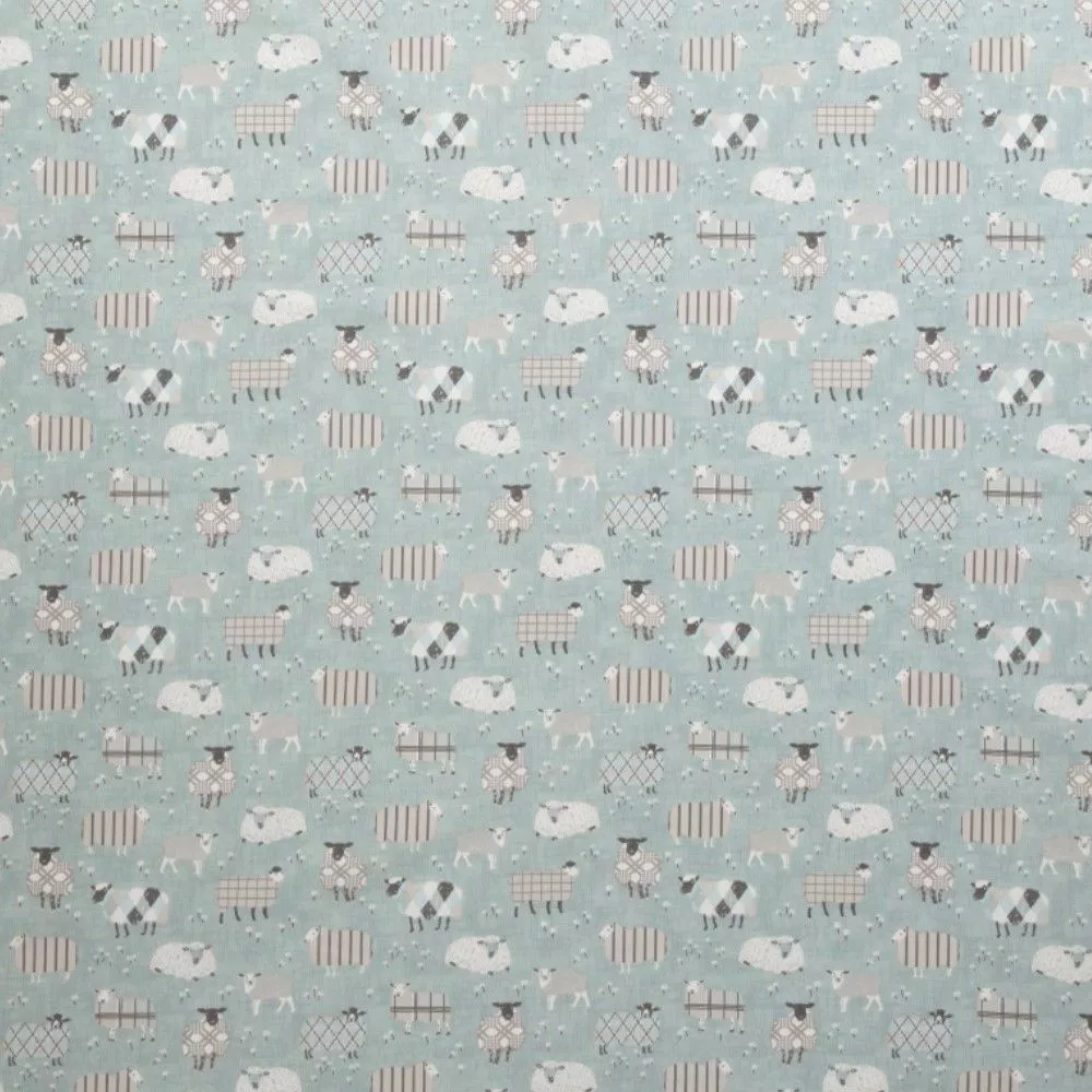 Baa Baa  Duck Egg Curtain  Fabric