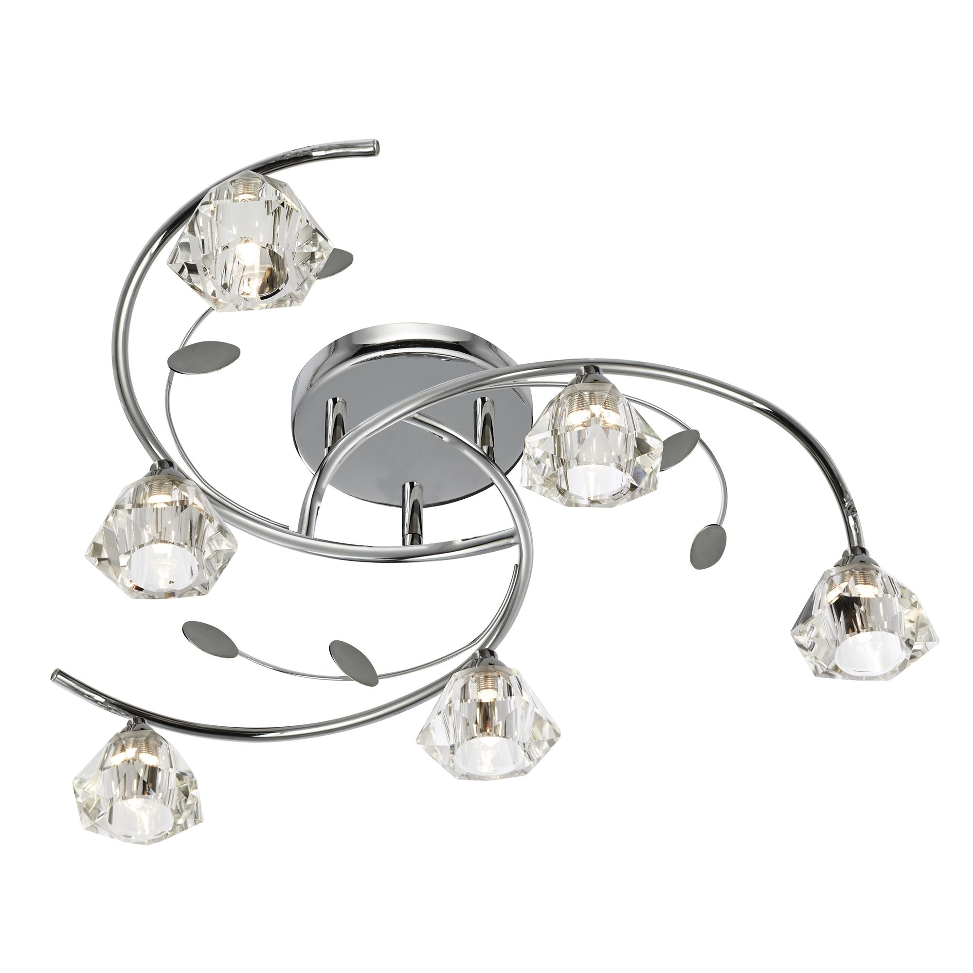 Sienna 6 Light Semi-Flush Ceiling Fitting with Sculptured Glass Shades