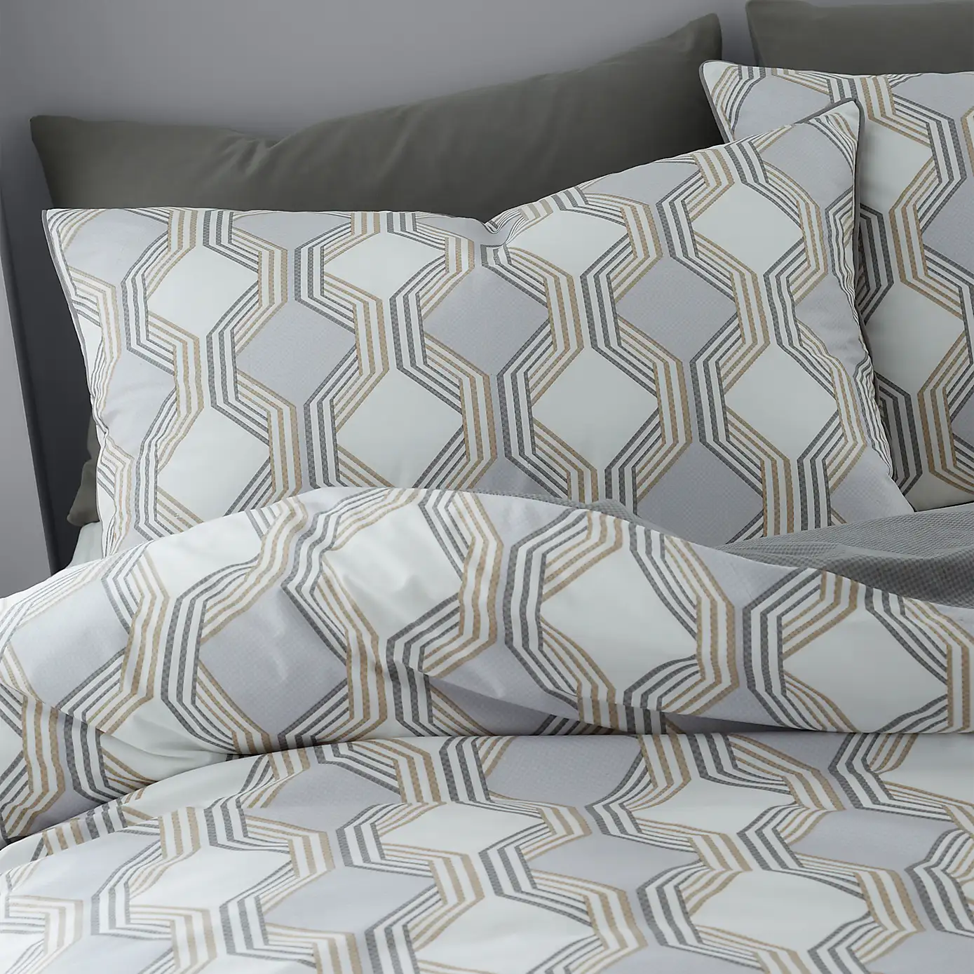 Bianca Atticus Geometric Grey Duvet Cover and Pillowcase Set